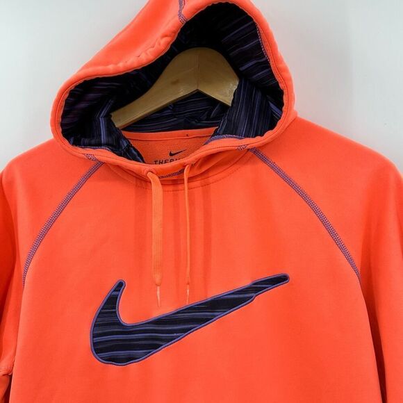 Nike Therma-Fit Orange Purple Hoodie Sweatshirt Womens Size Medium Thumbholes - Picture 5 of 9